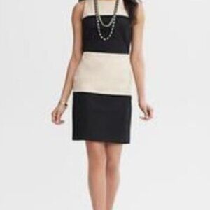 Banana Republic Black and Cream Horizontal Stripe Dress
